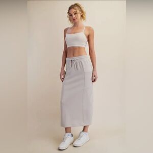 Elegant Mocha Cream Scuba Modal top and Maxi Skirt Set